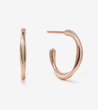 Candy Hoops in Rose Gold, Pink Enamel