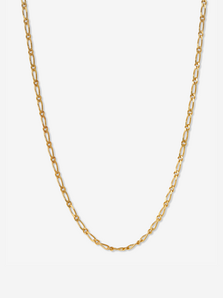 Mixed Link Paperclip Chain Necklace in 18k Yellow Gold