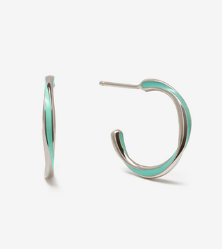 Candy Hoops in Silver, Turquoise enamel