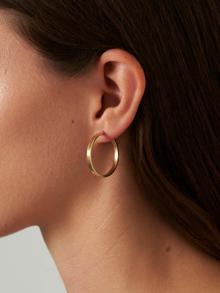 Bold Large Hoop Earrings on Model 14k Yellow Gold 28mm FIGLIO Jewellery