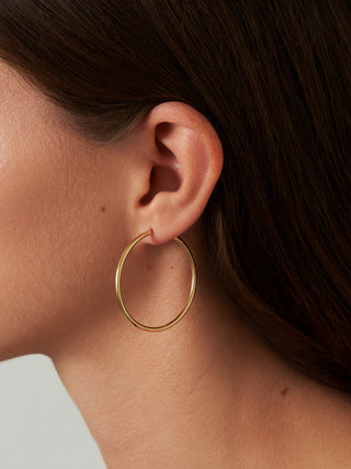 Classic Large Hoops 14k Yellow Gold FIGLIO Jewellery on Model Ear