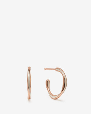 Candy Hoops in Rose Gold, Pink Enamel - Silver Hoop Earrings - FIGLIO