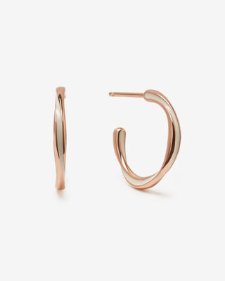 Candy Hoops in Rose Gold, Pink Enamel - Silver Hoop Earrings - FIGLIO