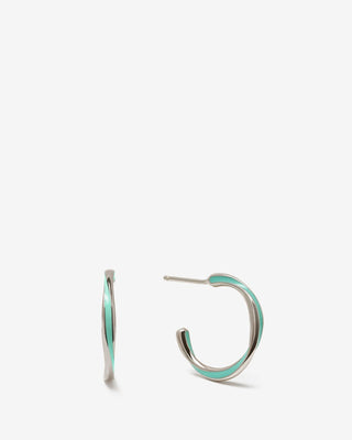 Candy Hoops in Silver, Turquoise enamel - Silver Hoop Earrings - FIGLIO