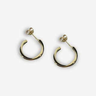 Candy Hoops in Yellow Gold, Black enamel - Silver Hoop Earrings - FIGLIO