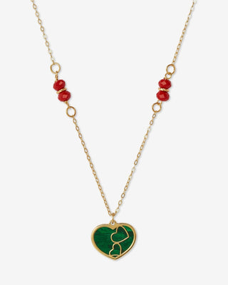 Heart Malachite Necklace - yellow gold - FIGLIO