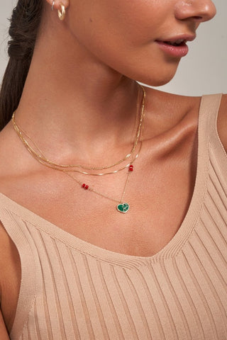 Heart Malachite Necklace - yellow gold - FIGLIO