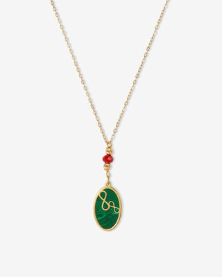 Infinity Malachite Necklace - yellow gold - FIGLIO