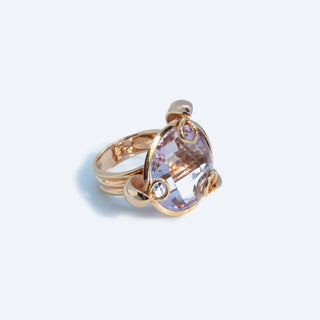 Italian Pink Amethyst Dress Ring - gold - FIGLIO