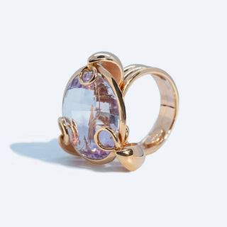 Italian Pink Amethyst Dress Ring - gold - FIGLIO