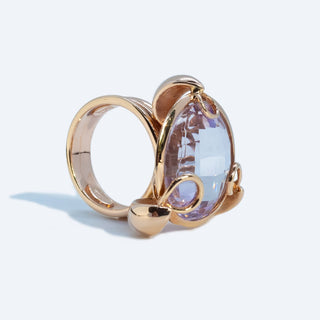 Italian Pink Amethyst Dress Ring - gold - FIGLIO